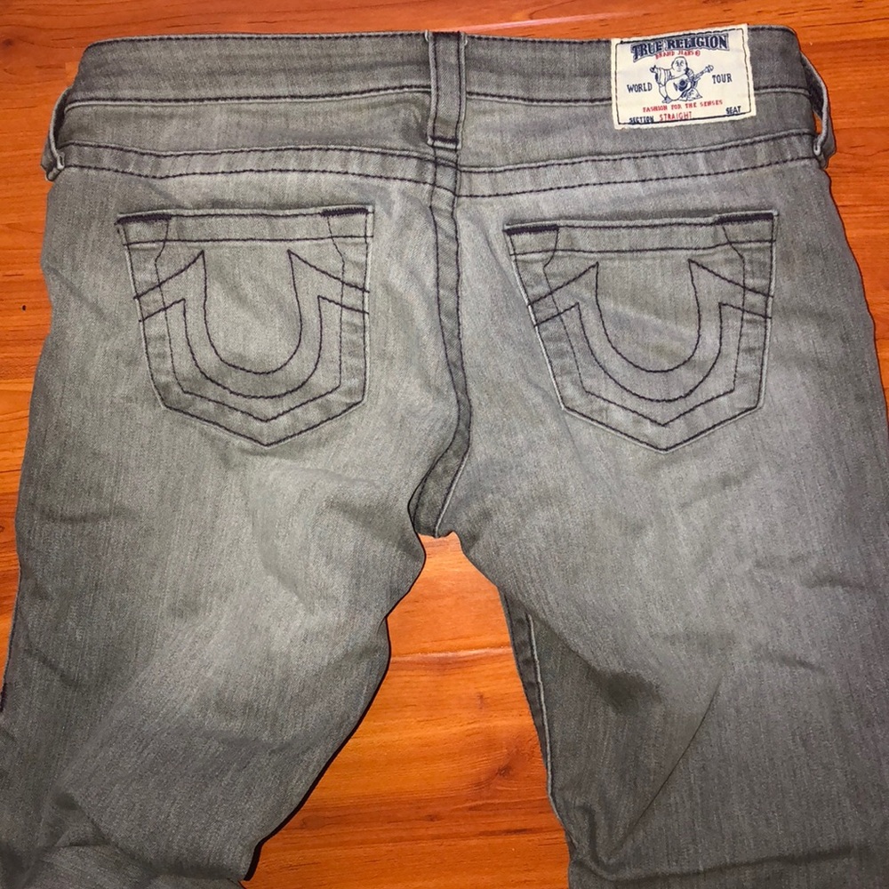 True Religion Gray Back Pocket Jeans